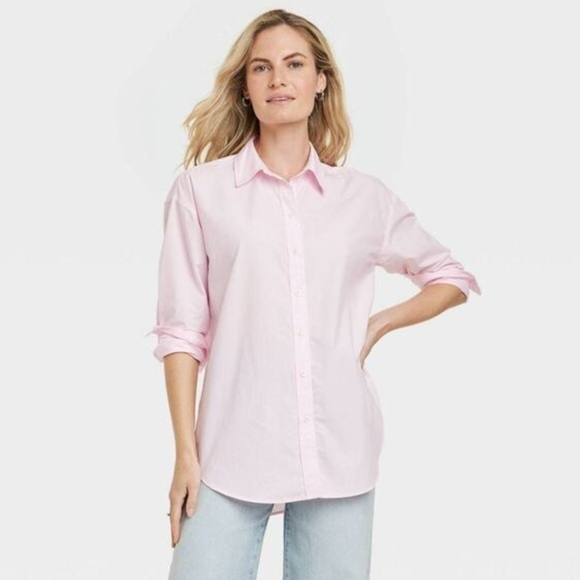 Universal Thread Tops - Universal Thread Women's Light Pink Button Down Shirt